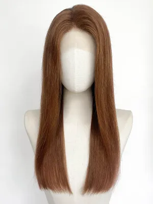 19" Long Straight Coffee Brown Lace Top Remy Human Hair HHC201