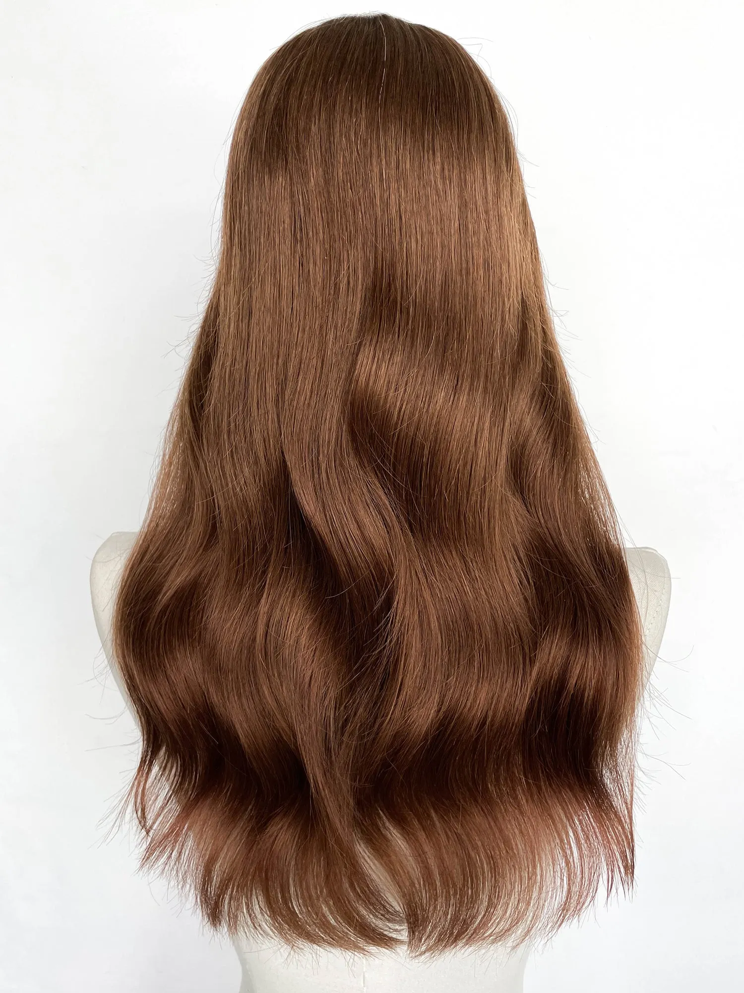 19" Long Straight Coffee Brown Lace Top Remy Human Hair HHC201