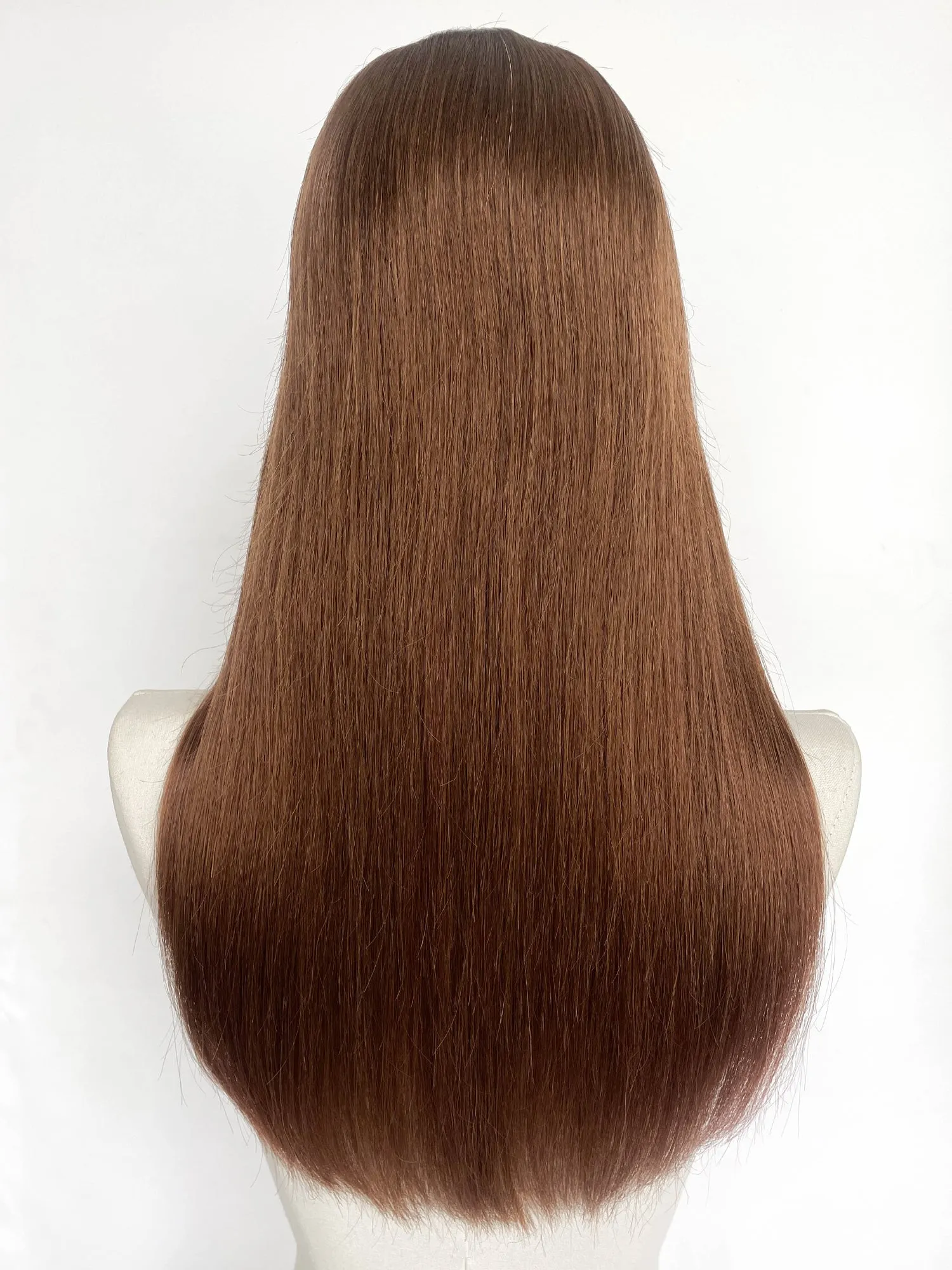 19" Long Straight Coffee Brown Lace Top Remy Human Hair HHC201