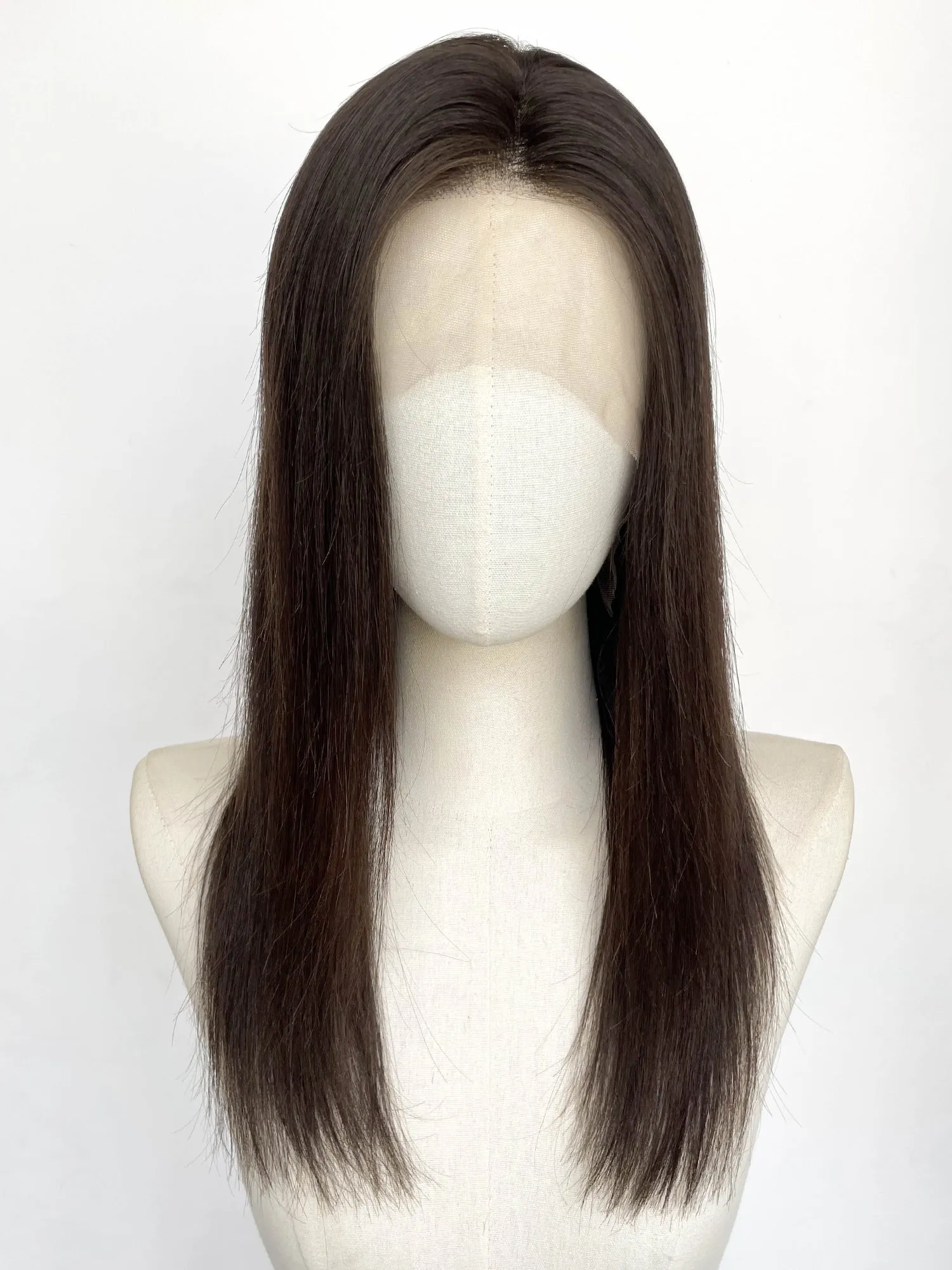 20" Long Straight Brunette Lace Front Remy Human Hair HHC201B