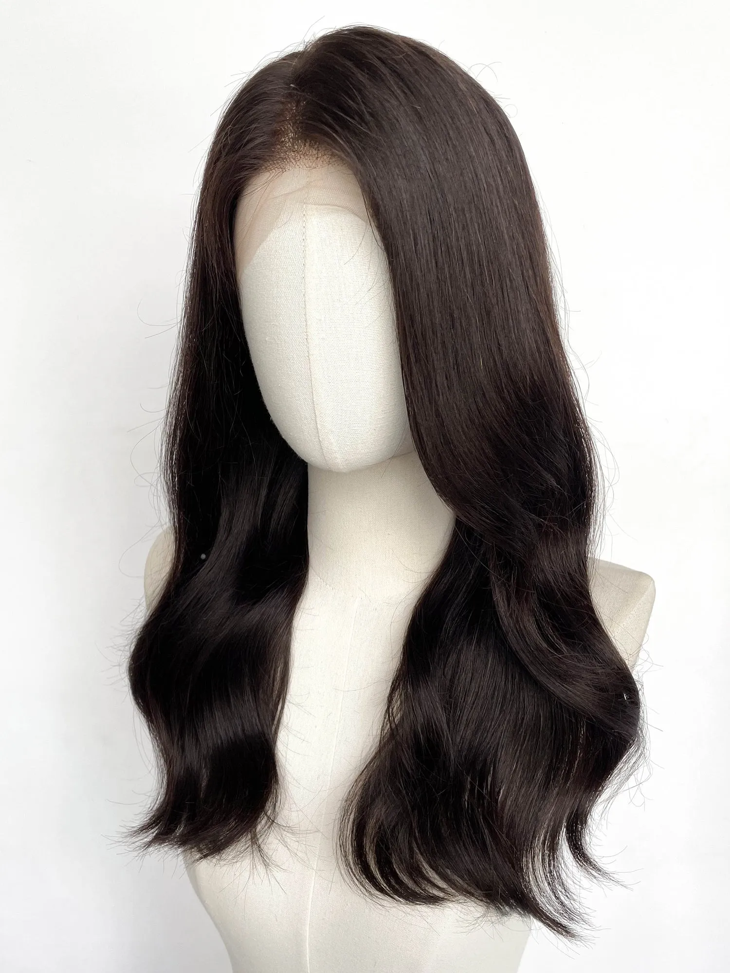 21" Long Straight Brunette Lace Top Remy Human Hair HHC201A