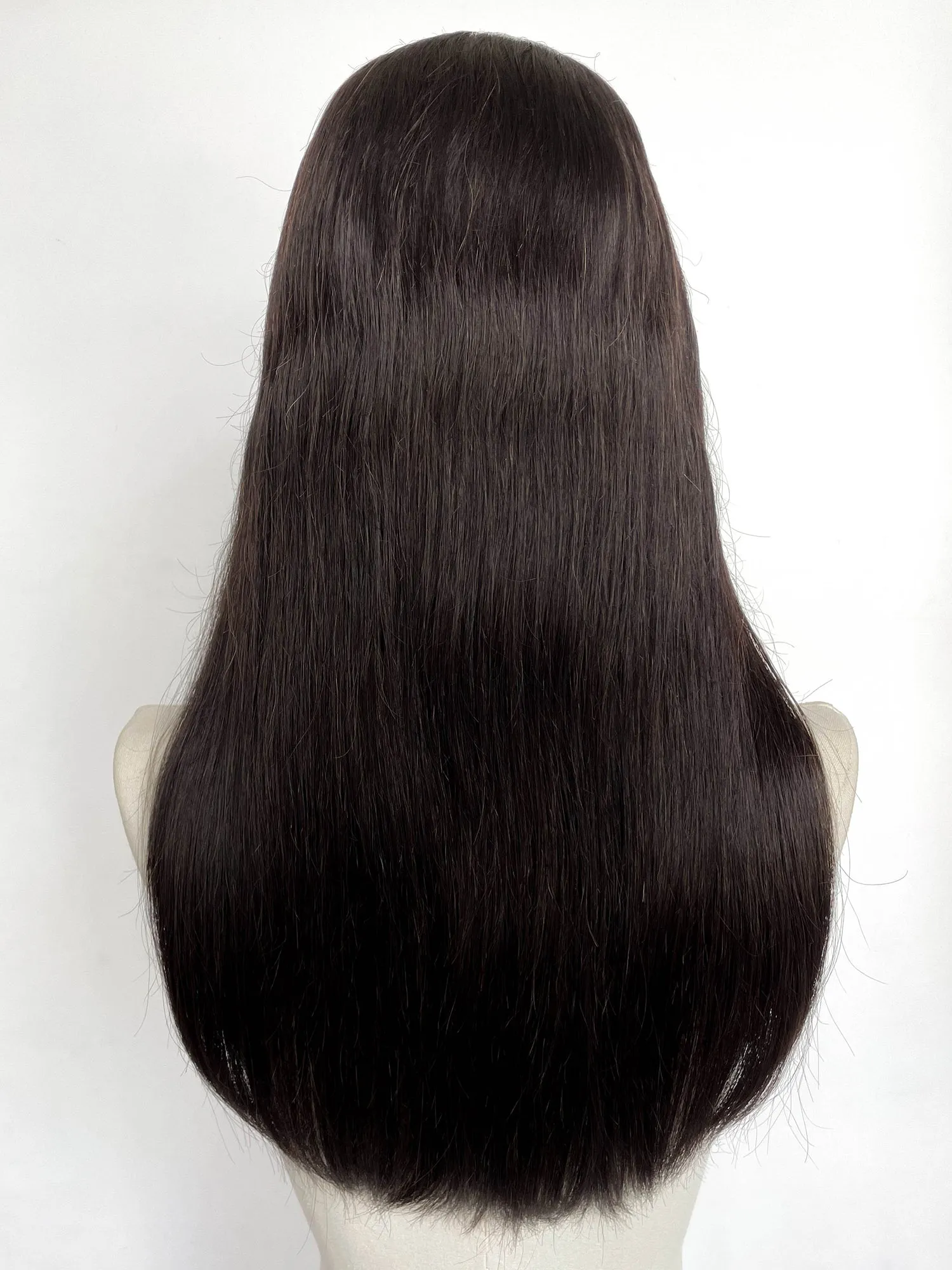 21" Long Straight Brunette Lace Top Remy Human Hair HHC201A