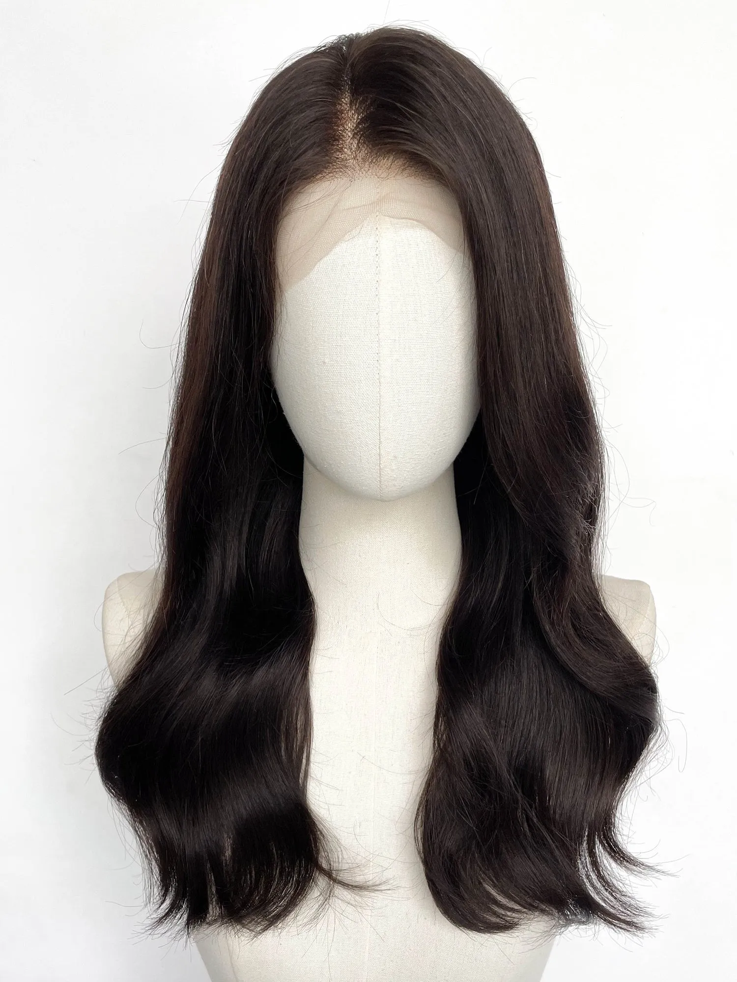21" Long Straight Brunette Lace Top Remy Human Hair HHC201A