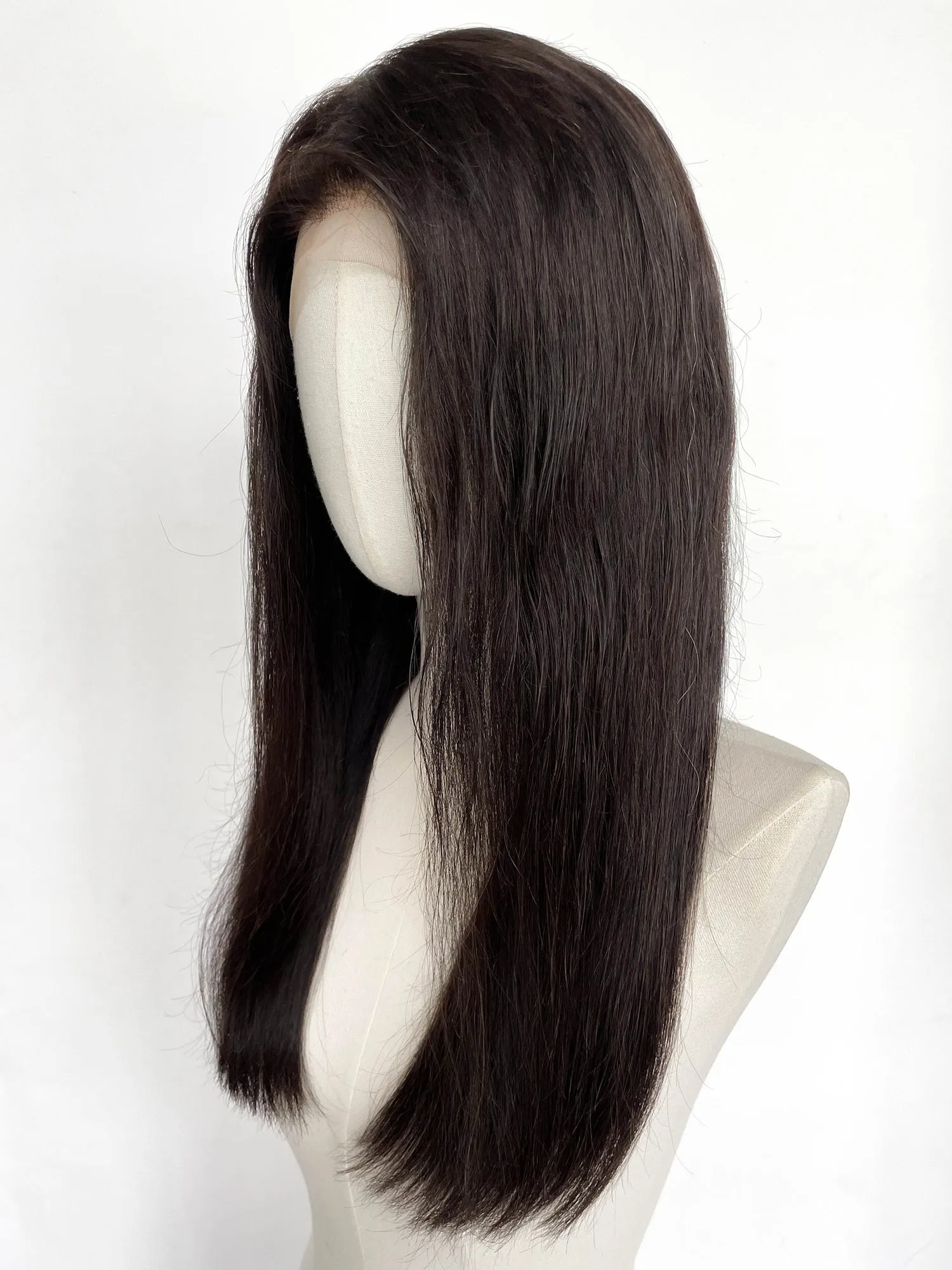 21" Long Straight Brunette Lace Top Remy Human Hair HHC201A