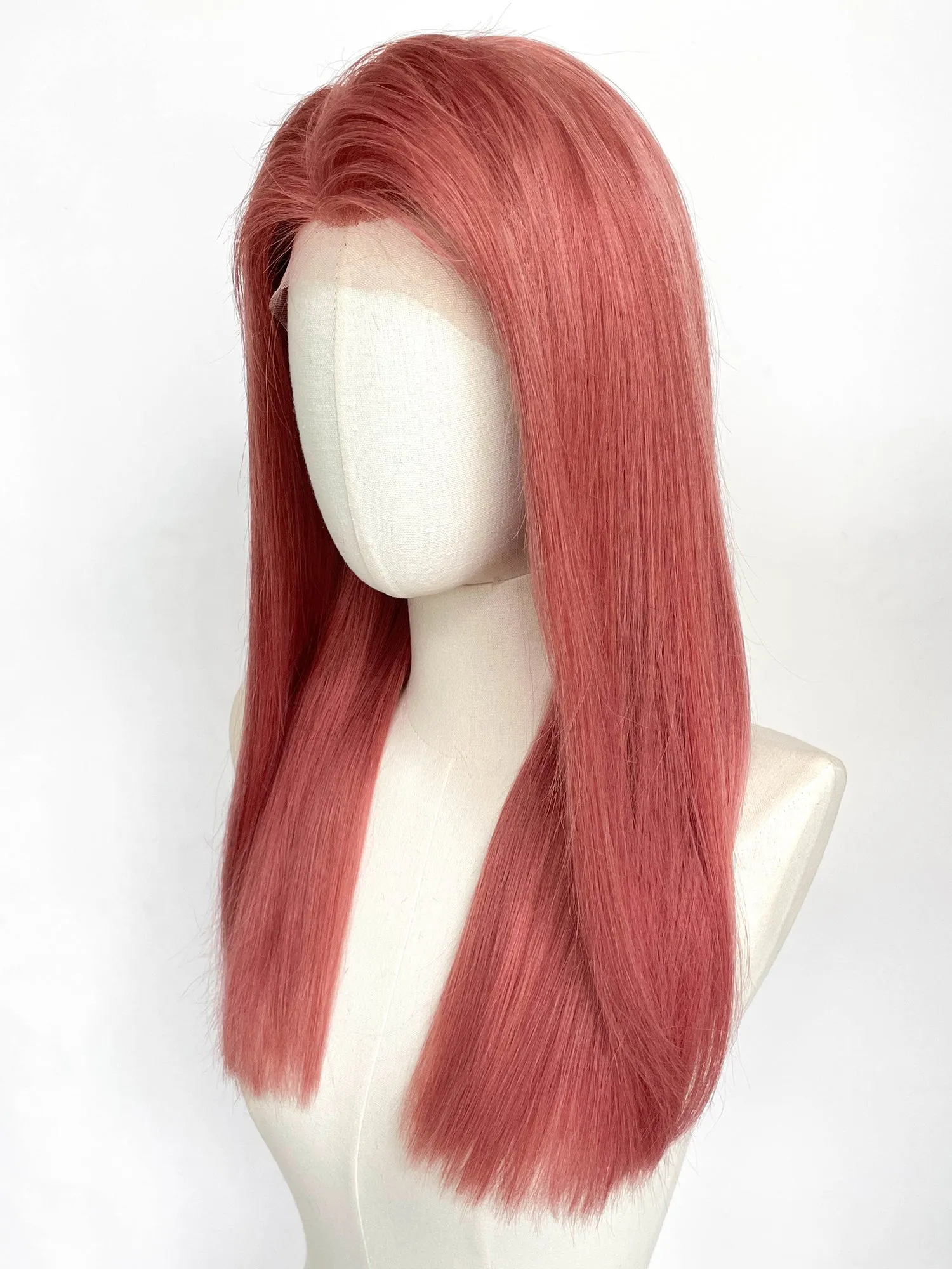 21" Long Straight Dusty Rose Pink Lace Top Remy Human Hair HHC180A