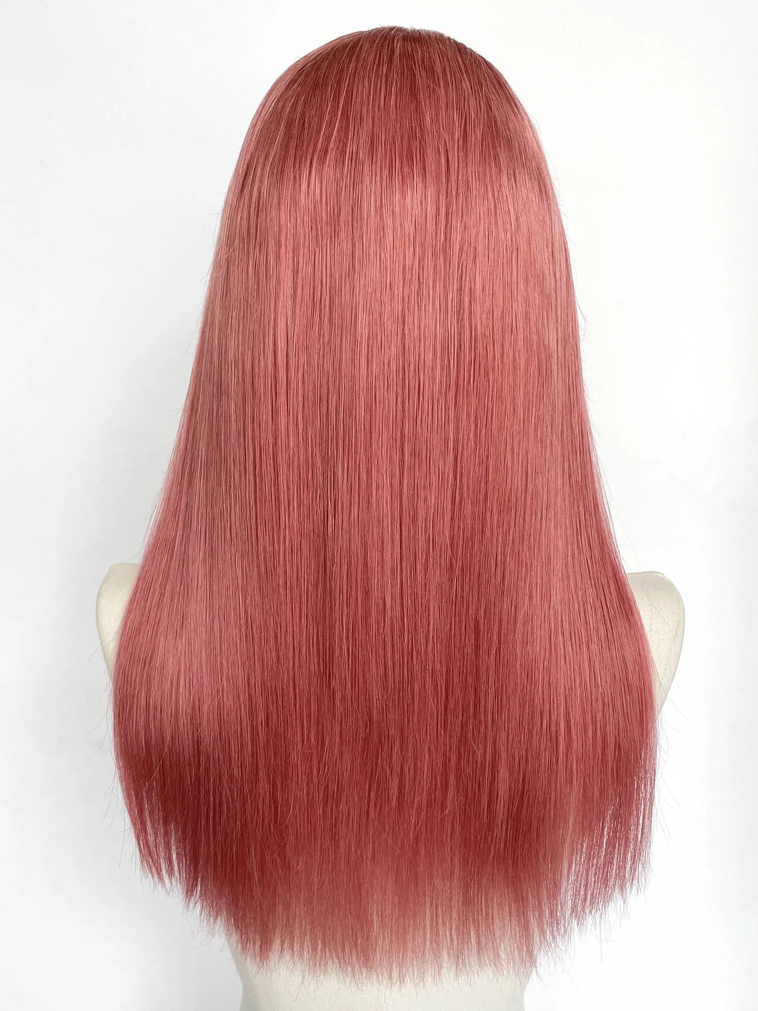21" Long Straight Dusty Rose Pink Lace Top Remy Human Hair HHC180A