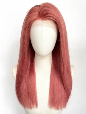21" Long Straight Dusty Rose Pink Lace Top Remy Human Hair HHC180A