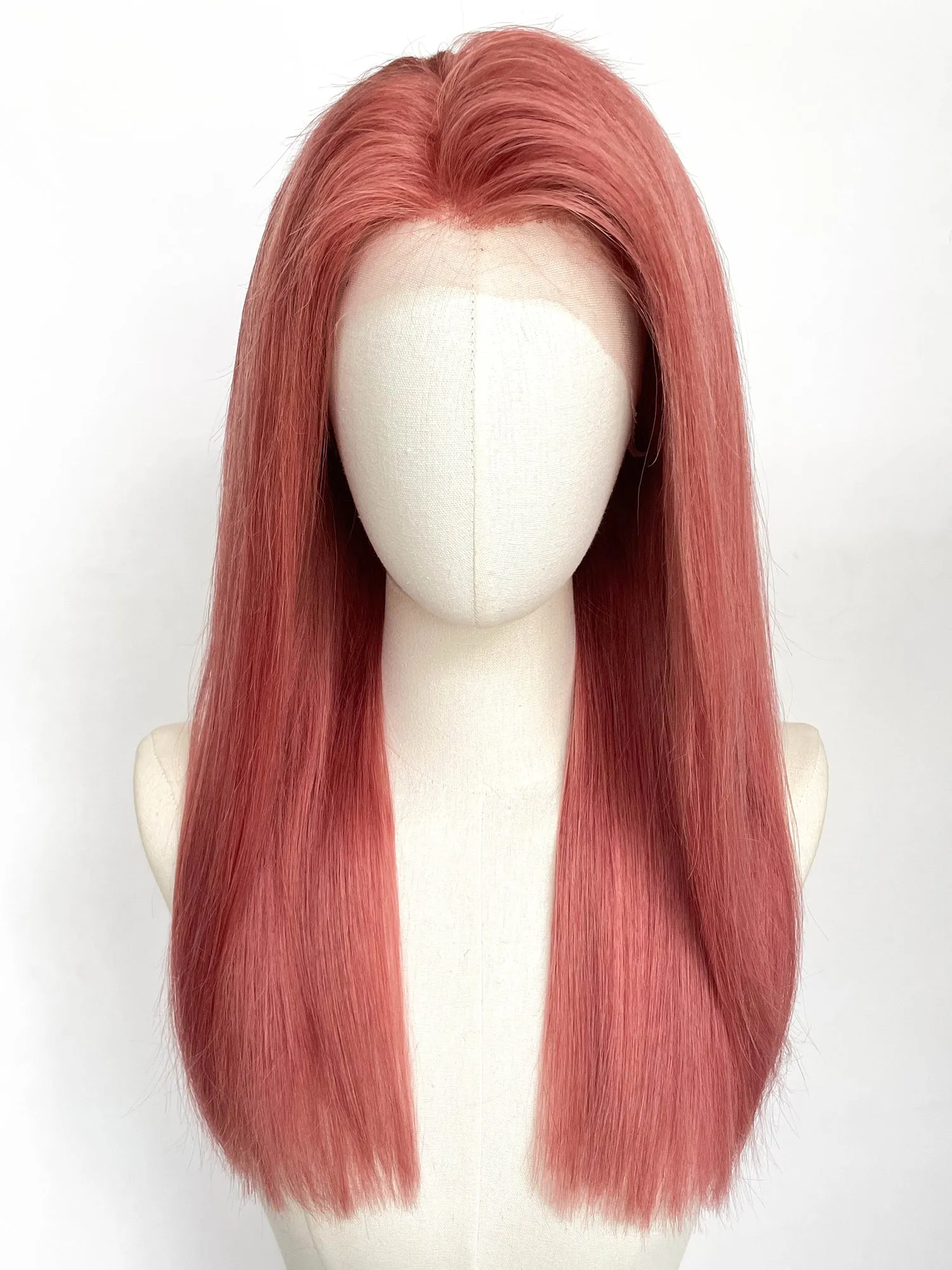 21" Long Straight Dusty Rose Pink Lace Top Remy Human Hair HHC180A