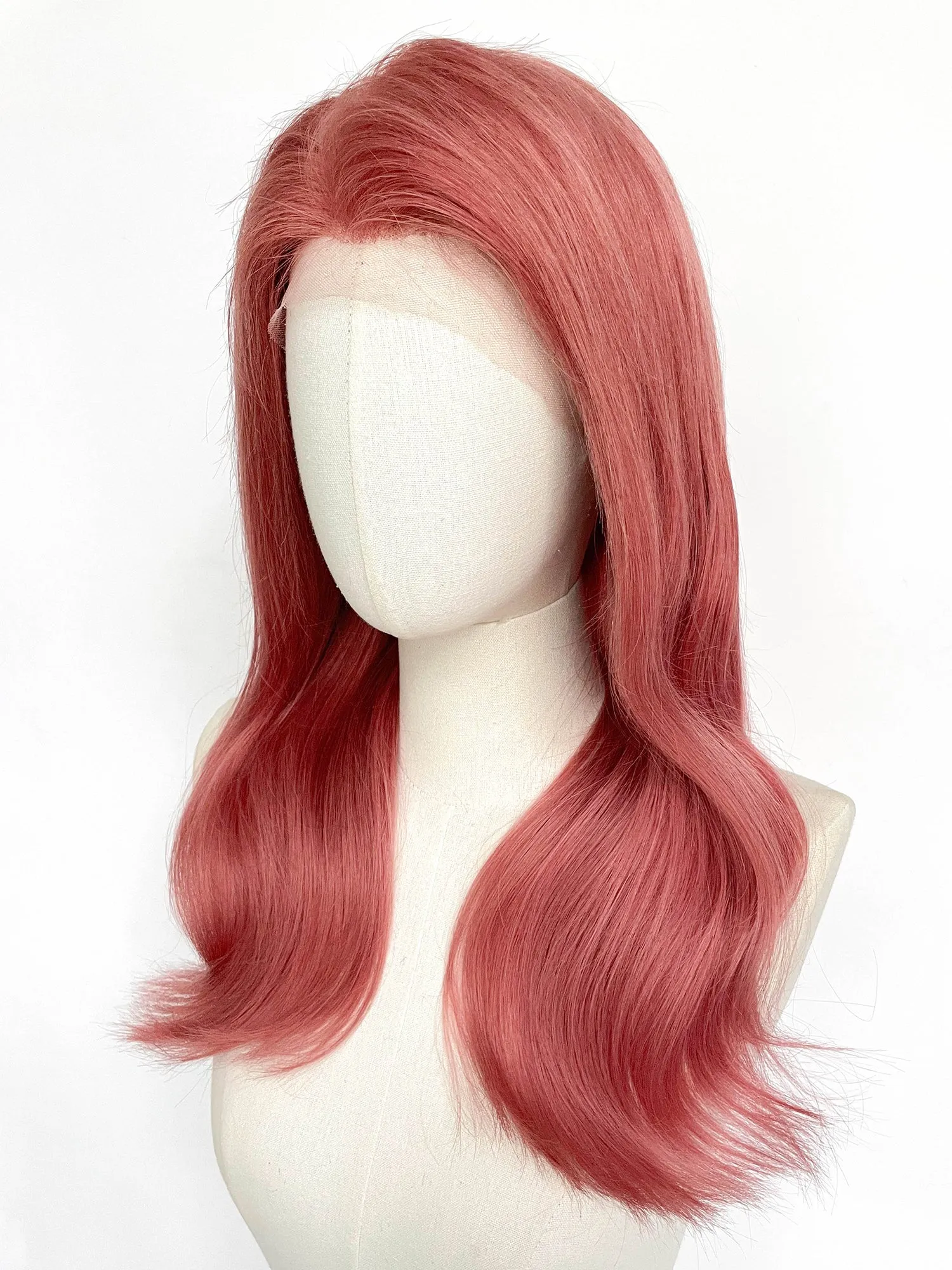 21" Long Straight Dusty Rose Pink Lace Top Remy Human Hair HHC180A