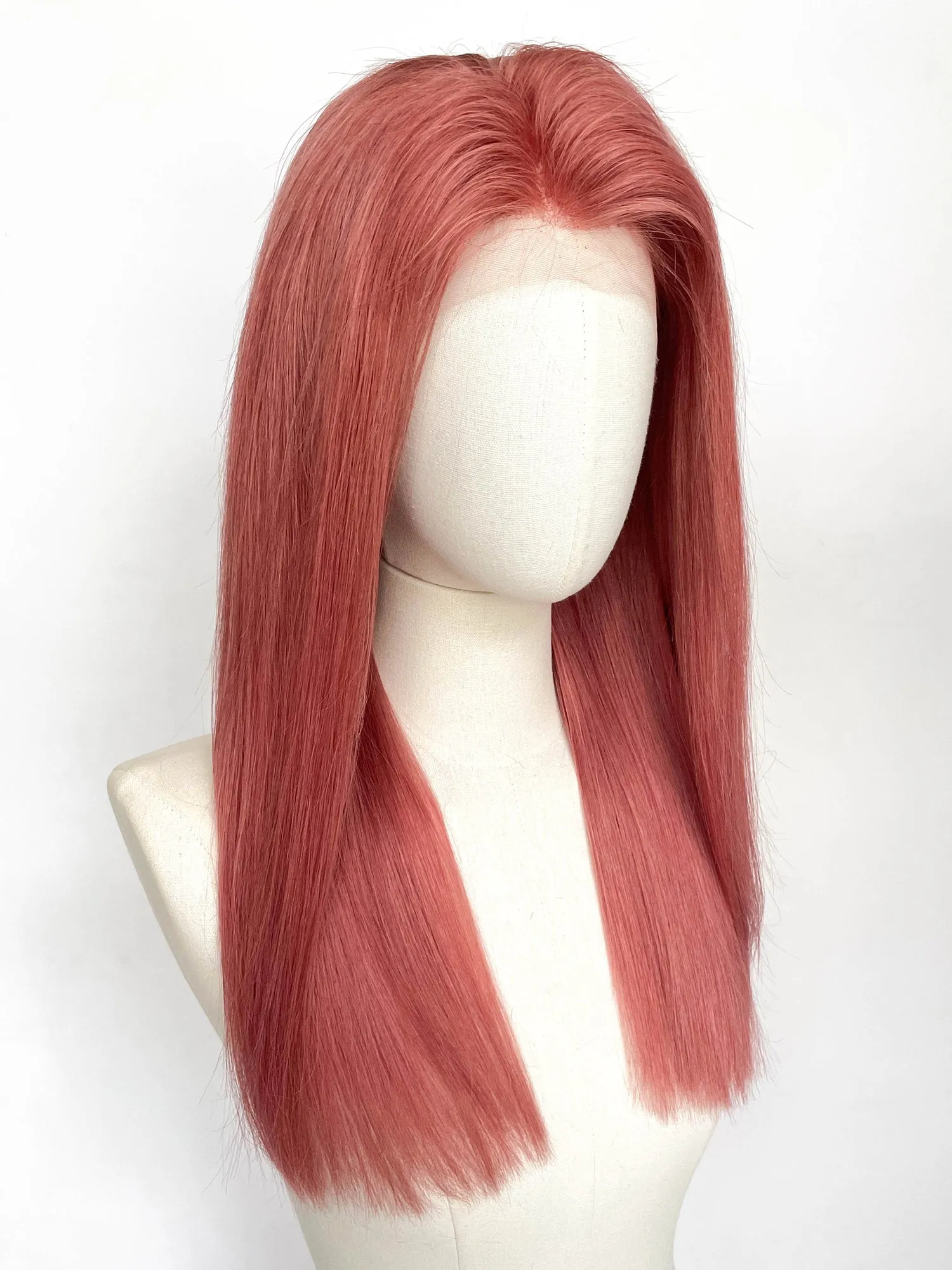 21" Long Straight Dusty Rose Pink Lace Top Remy Human Hair HHC180A