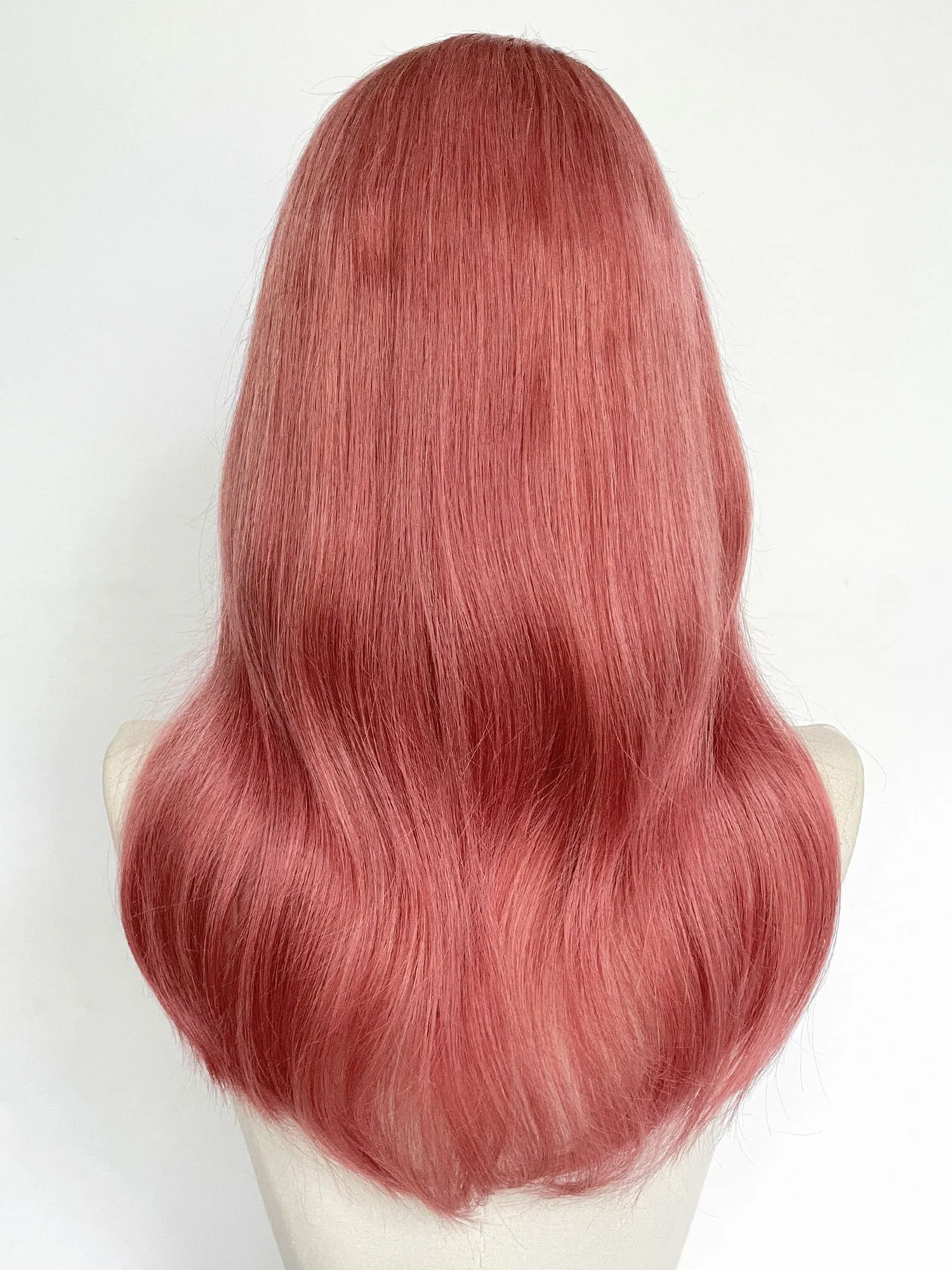 21" Long Straight Dusty Rose Pink Lace Top Remy Human Hair HHC180A
