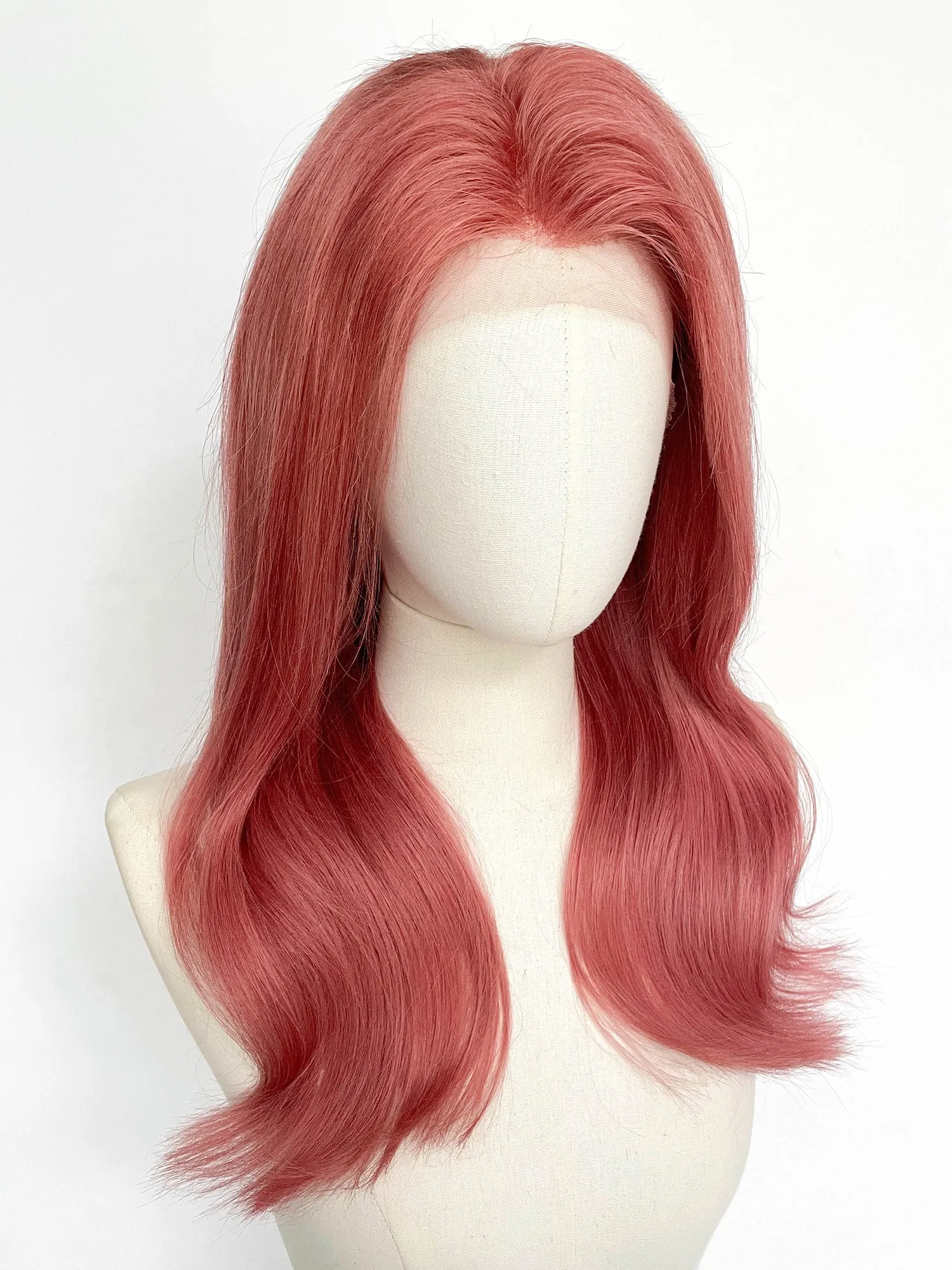 21" Long Straight Dusty Rose Pink Lace Top Remy Human Hair HHC180A