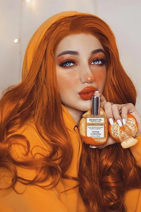 22" Dark Orange Lace Front Synthetic Wig 10003