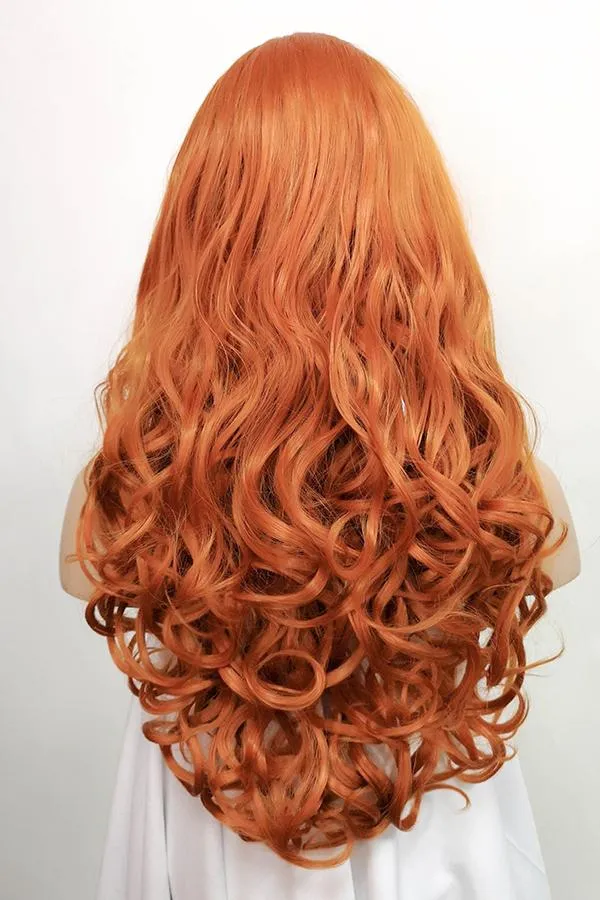 22" Dark Orange Lace Front Synthetic Wig 10003
