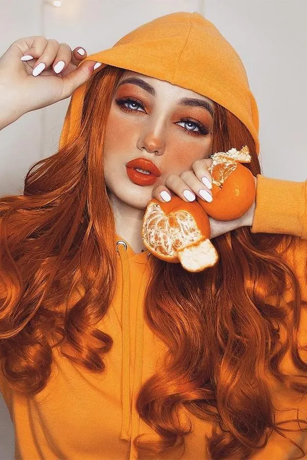 22" Dark Orange Lace Front Synthetic Wig 10003