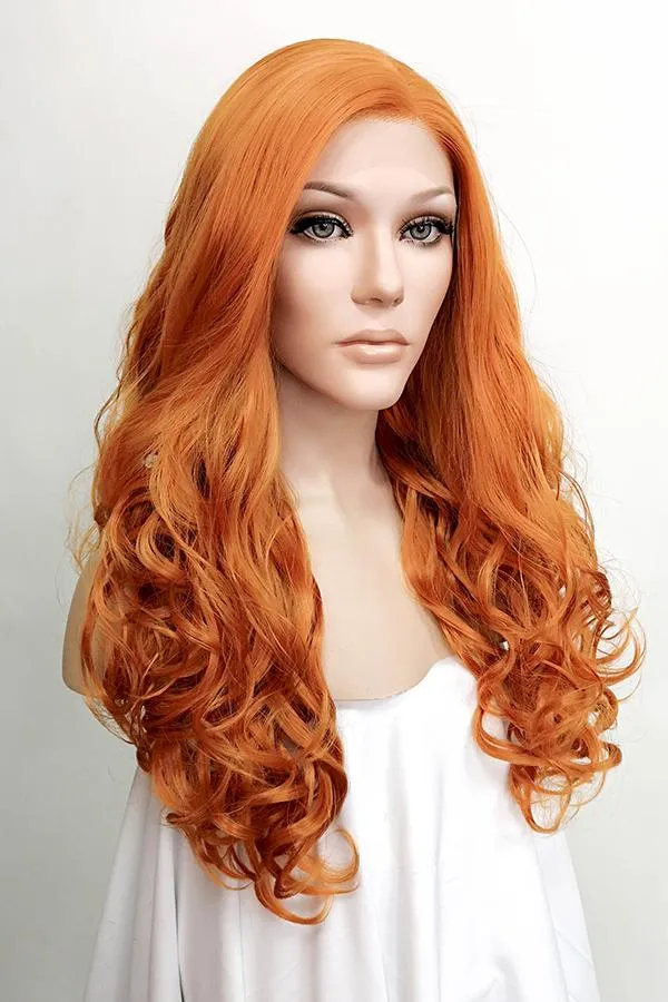 22" Dark Orange Lace Front Synthetic Wig 10003