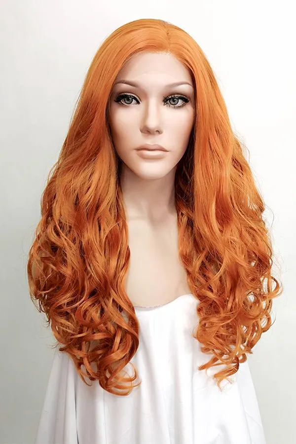 22" Dark Orange Lace Front Synthetic Wig 10003