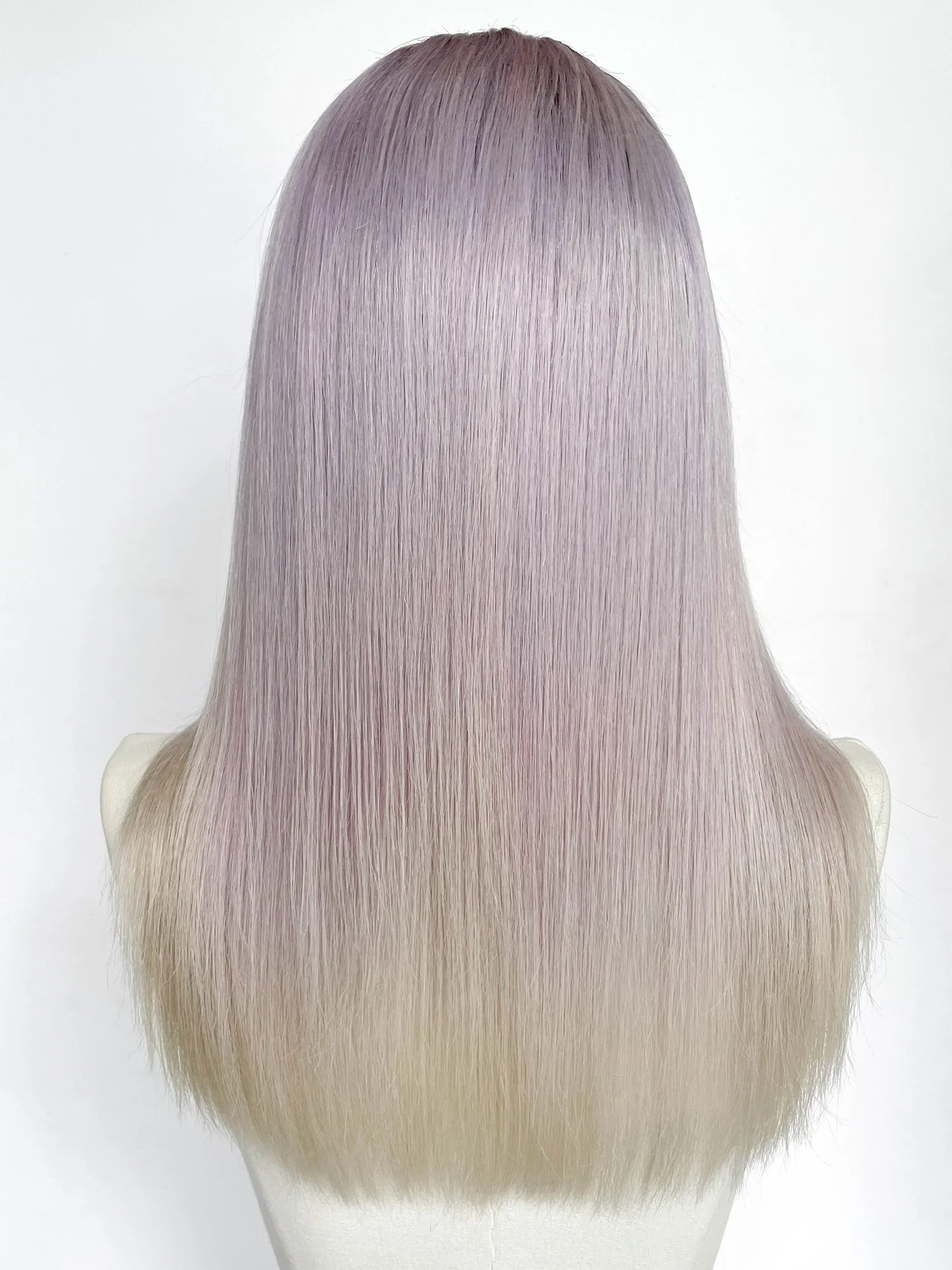 22" Long Straight Purple Mixed Grey With Dark Roots Full Lace Remy Human Hair HHC078