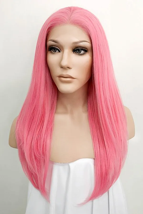 22" Pink Lace Front Synthetic Hair Wig 10154