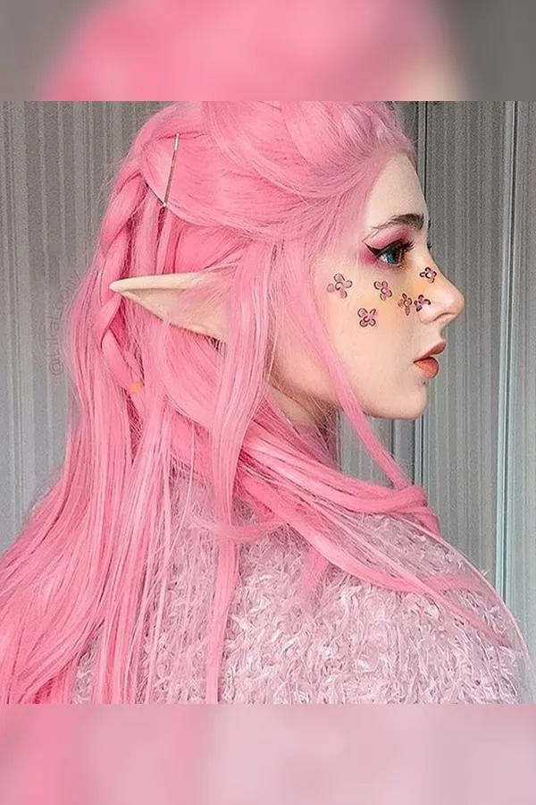 22" Pink Lace Front Synthetic Hair Wig 10154