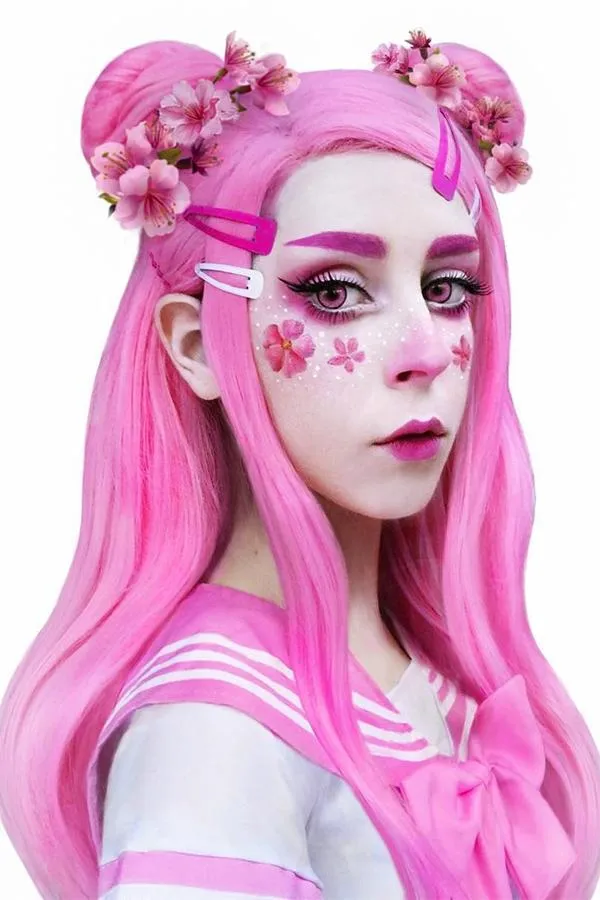 22" Pink Lace Front Synthetic Hair Wig 10154