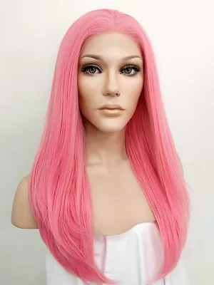 22" Pink Lace Front Synthetic Hair Wig 10154
