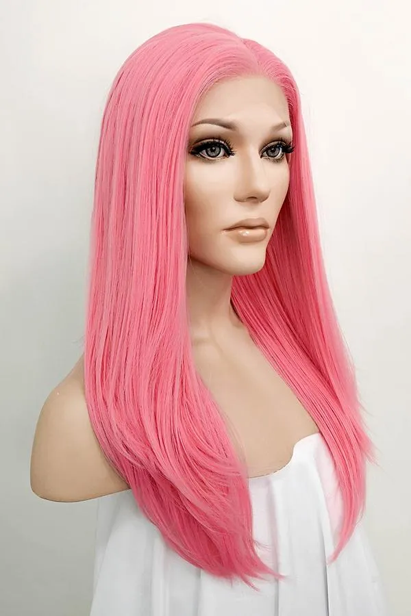 22" Pink Lace Front Synthetic Hair Wig 10154