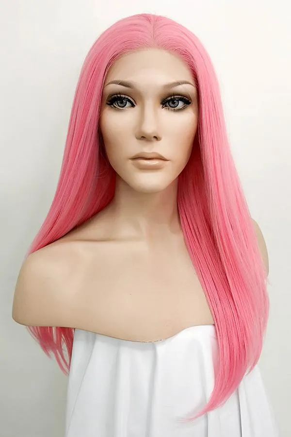 22" Pink Lace Front Synthetic Hair Wig 10154