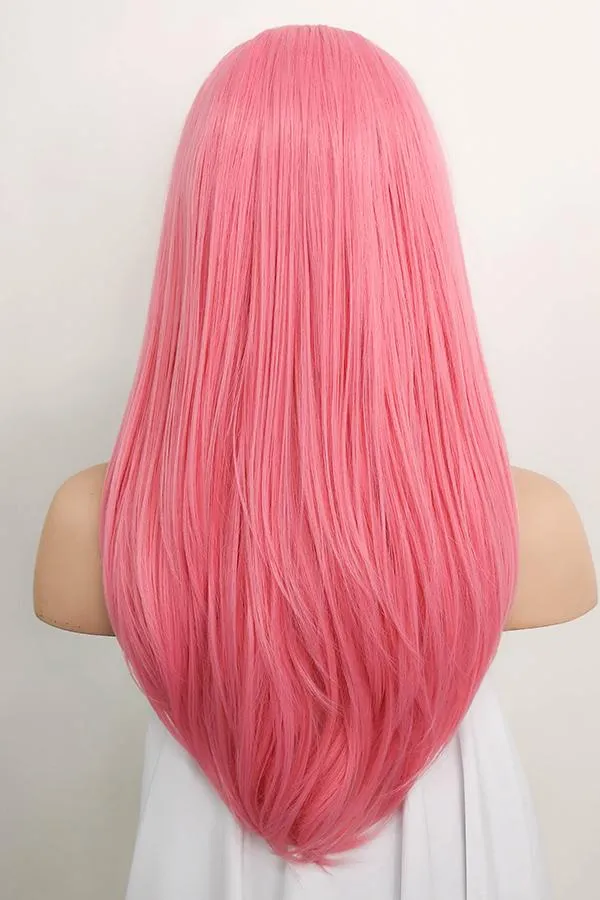 22" Pink Lace Front Synthetic Hair Wig 10154