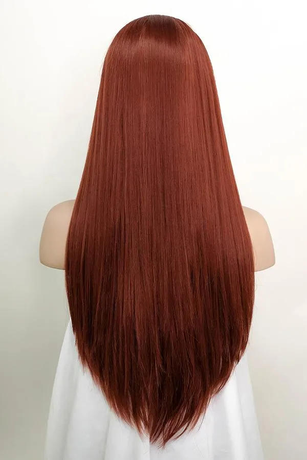 24" Auburn Lace Front Synthetic Wig 20006