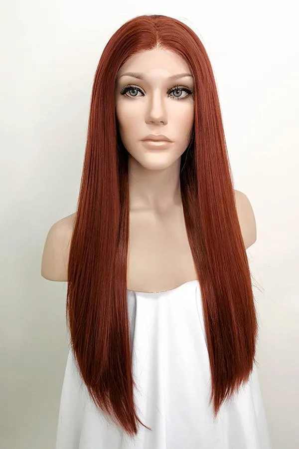 24" Auburn Lace Front Synthetic Wig 20006
