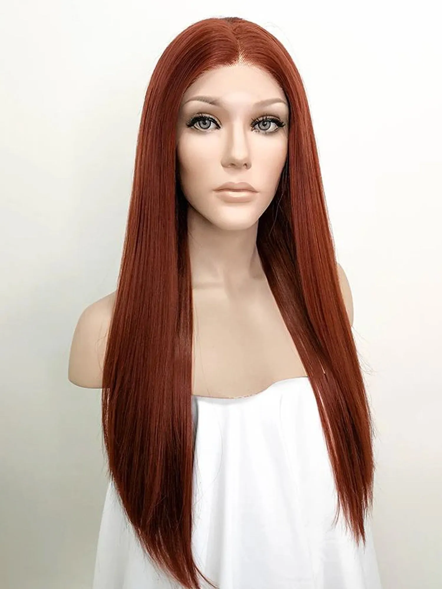 24" Auburn Lace Front Synthetic Wig 20006