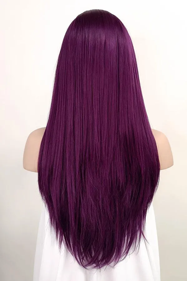 24" Dark Purple Lace Front Synthetic Wig 20021