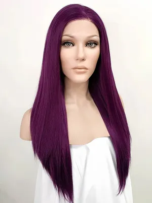 24" Dark Purple Lace Front Synthetic Wig 20021