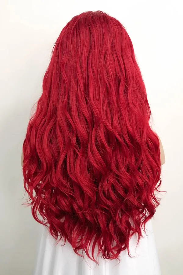 24" Dark Red Lace Front Synthetic Wig 20164