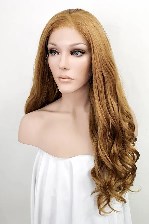 24" Golden Brown Lace Front Synthetic Wig 20061