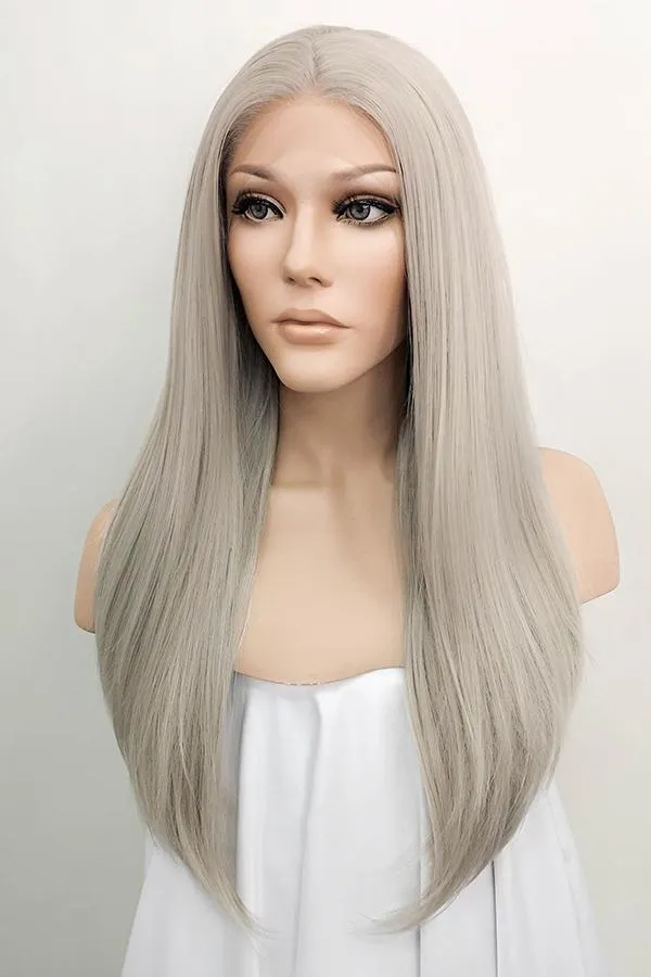 24" Grey Blonde Lace Front Synthetic Wig 20115