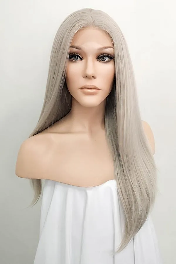 24" Grey Blonde Lace Front Synthetic Wig 20115