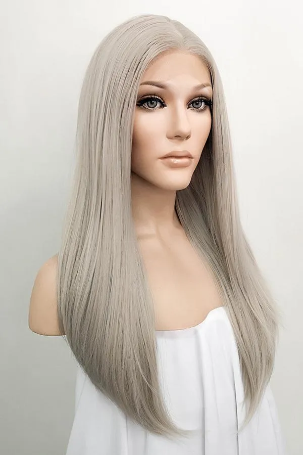 24" Grey Blonde Lace Front Synthetic Wig 20115