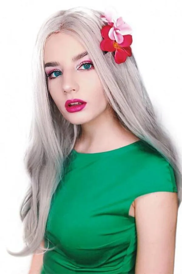 24" Grey Blonde Lace Front Synthetic Wig 20115