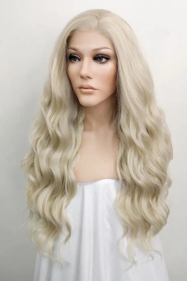24" Light Ash Blonde Lace Front Synthetic Wig 20053