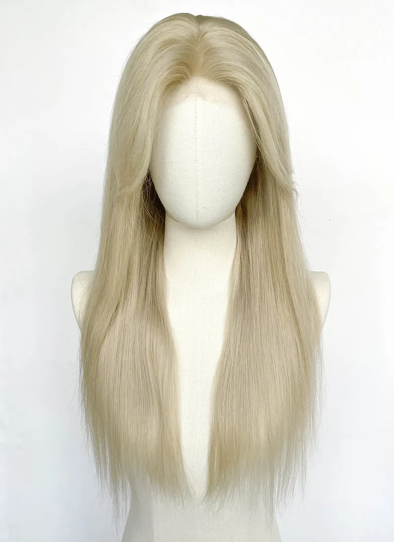 24" Long Straight Ash Blonde Lace Top Remy Human Hair HHC103