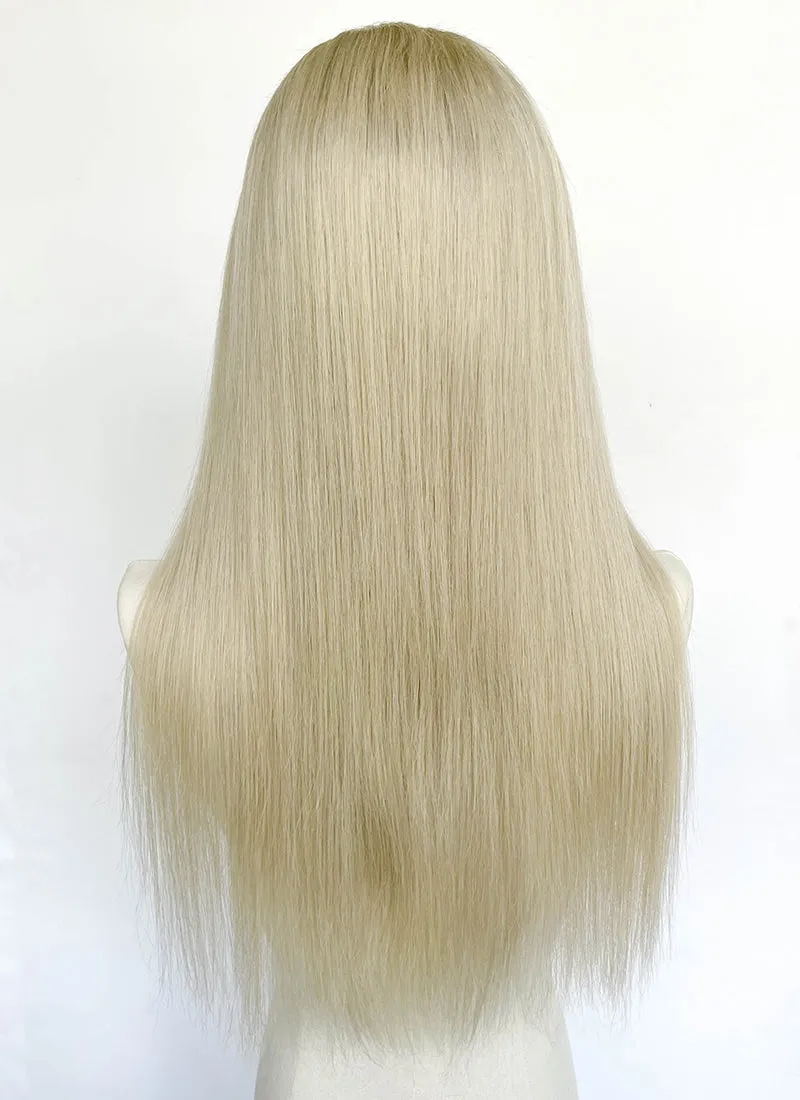 24" Long Straight Ash Blonde Lace Top Remy Human Hair HHC103