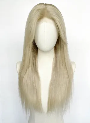 24" Long Straight Ash Blonde Lace Top Remy Human Hair HHC103