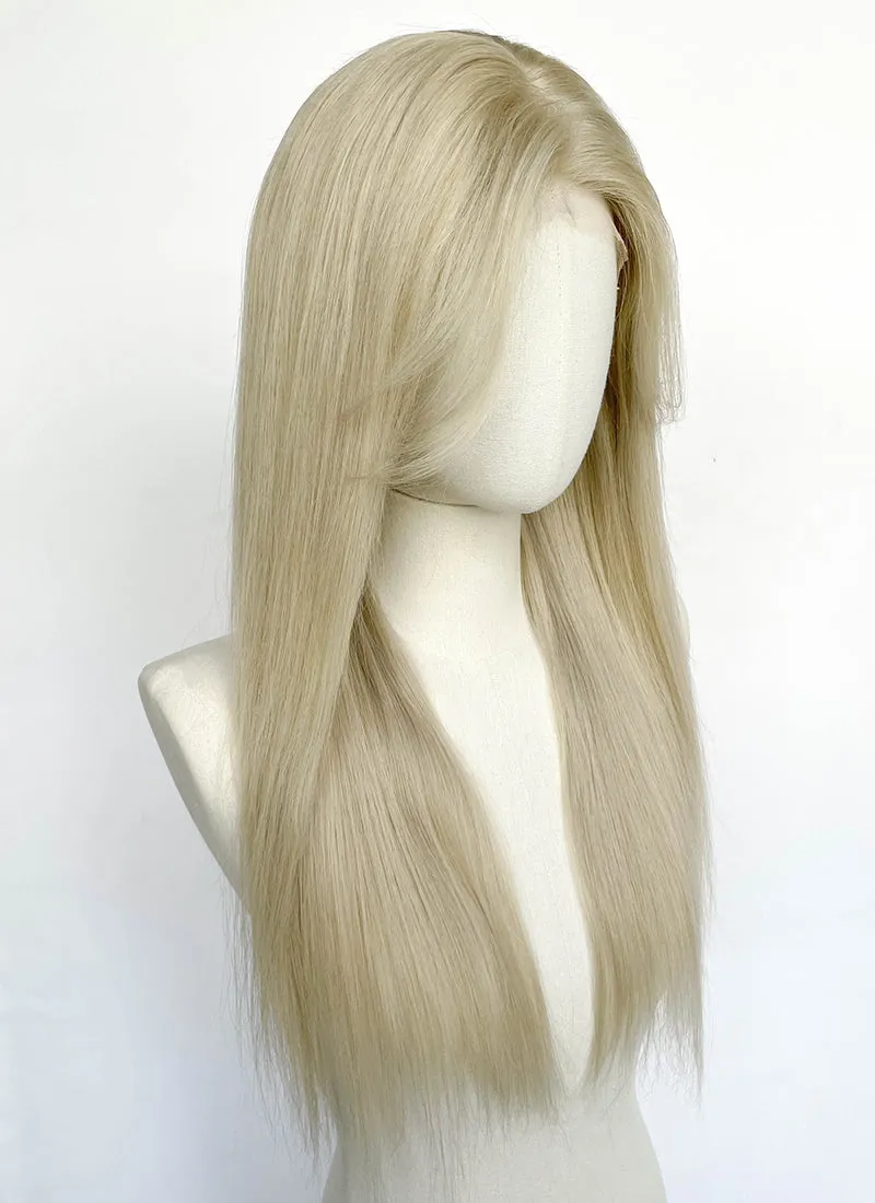 24" Long Straight Ash Blonde Lace Top Remy Human Hair HHC103