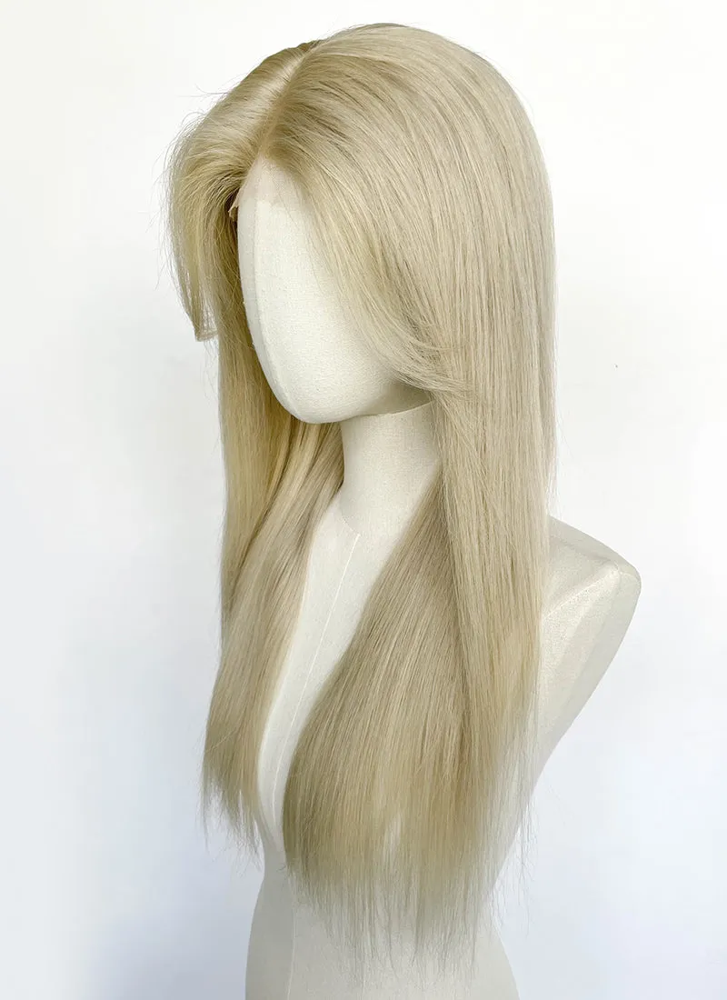 24" Long Straight Ash Blonde Lace Top Remy Human Hair HHC103