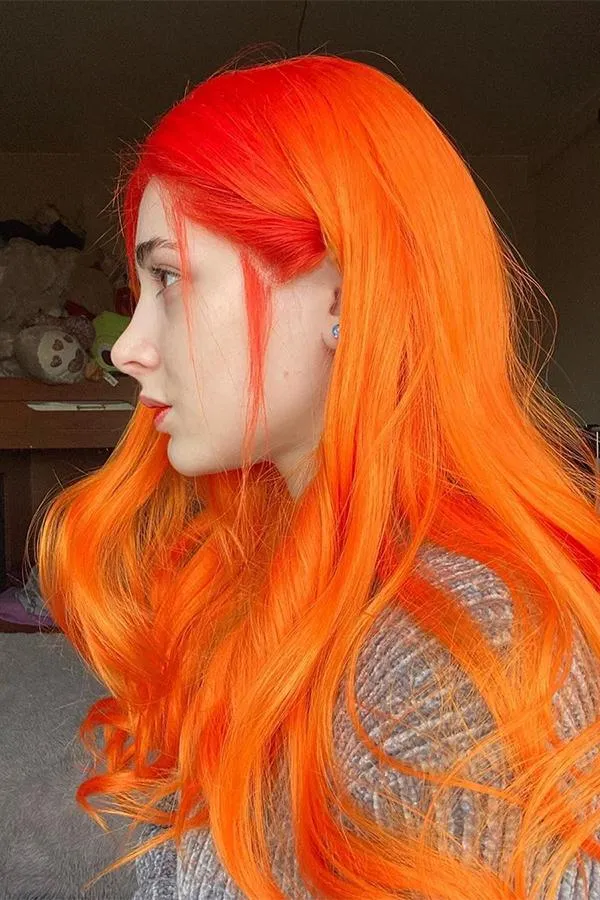 24" Mixed Orange Lace Front Synthetic Wig 20206