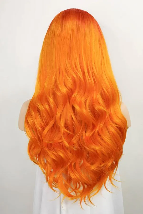 24" Mixed Orange Lace Front Synthetic Wig 20206