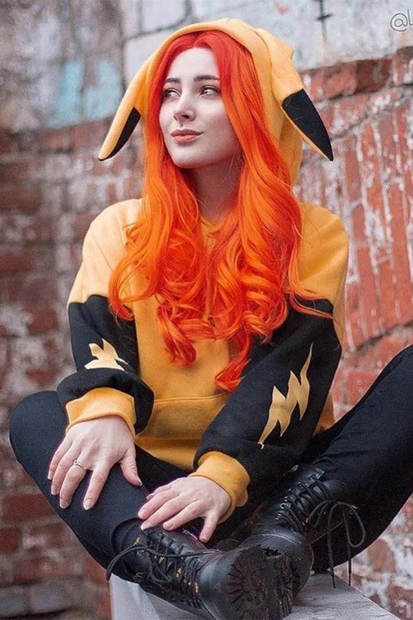 24" Mixed Orange Lace Front Synthetic Wig 20206