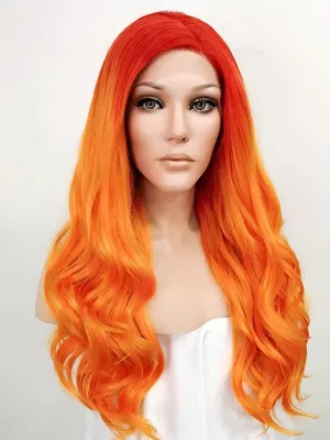 24" Mixed Orange Lace Front Synthetic Wig 20206